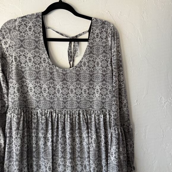 Sea Gypsies Dress Womens Medium‎ Long Sleeve Boho Mini Ruffle Hem Tie Back - Picture 2 of 10